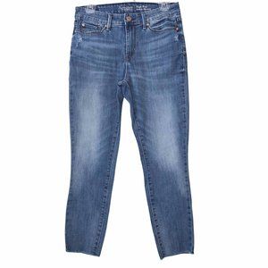 Levi's High Rise Women's Ankle Skinny Stretch Jeans Blue Fringe Hem Size 28
